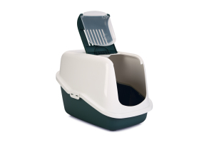 Beeztees Kapalı Kedi Tuvaleti, Koku Filtreli, Koyu Yeşil Beyaz, 56x39x39cm - 2
