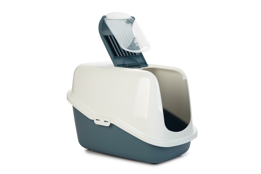 Beeztees Kapalı Kedi Tuvaleti, Koku Filtreli, Mavi Beyaz, 56x39x39cm - 2