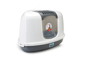 Beeztees Kapalı Köşe Kedi Tuvaleti, Koku Filtreli, Gri Beyaz, 58x45x40cm