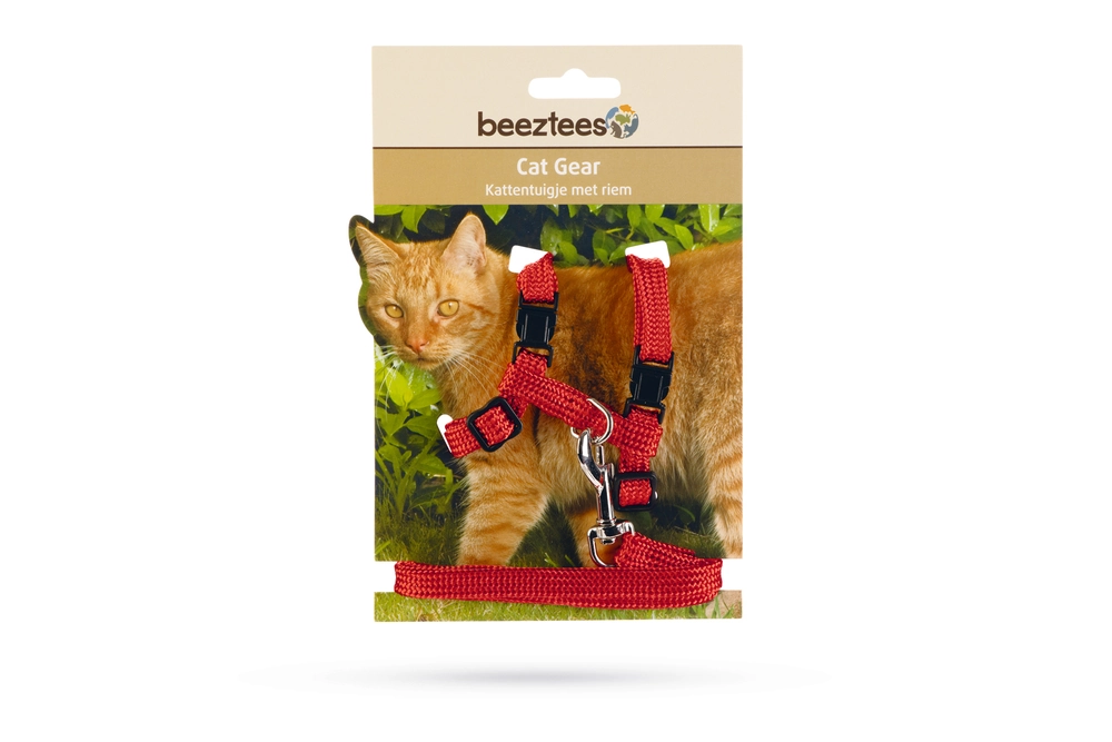 Beeztees Kedi Göğüs Tasması ve Gezdirme Kayışı, 130cm, Kırmızı - 2