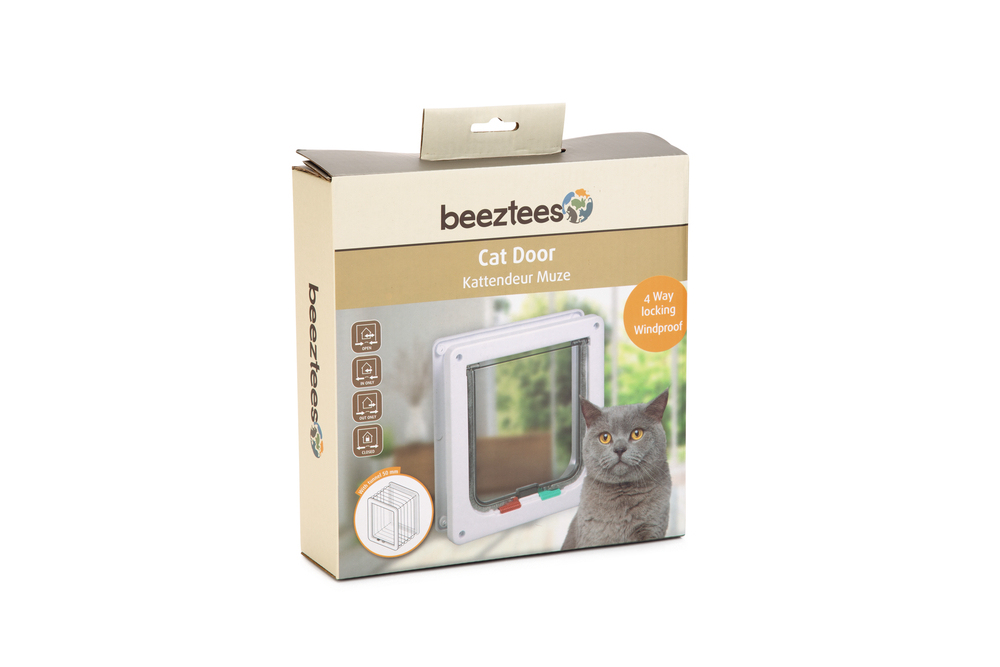Beeztees Kedi Kapısı, Çift Yönlü, 4 fonksiyonlu, Beyaz, 19,2x20cm - 2