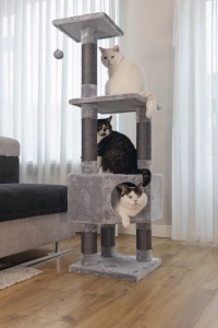 Beeztees Kedi Köşe Tırmalama ve Oyun Evi, Gri, 40x40x135cm - 2