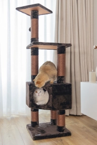 Beeztees Kedi Köşe Tırmalama ve Oyun Evi, Kahverengi, 40x40x135cm - 2