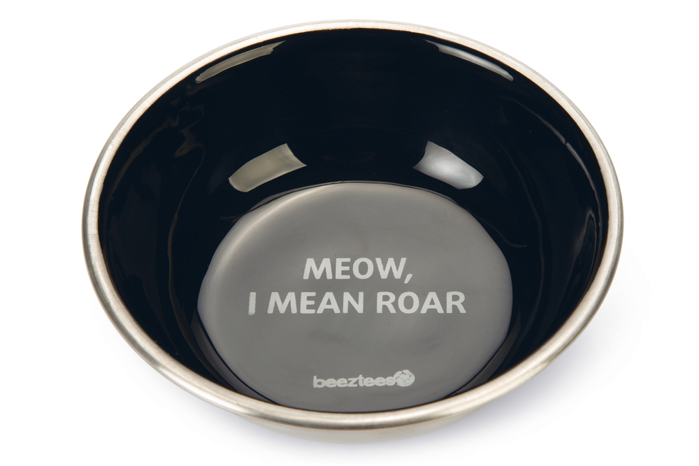 Beeztees Kedi Mama Su Kabı, Paslanmaz Çelik, Siyah, 13cm, 350ml - 2