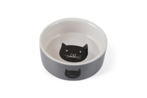Beeztees Kedi Mama Su Kabı, Seramik, Gri, 11,5cm, 180ml