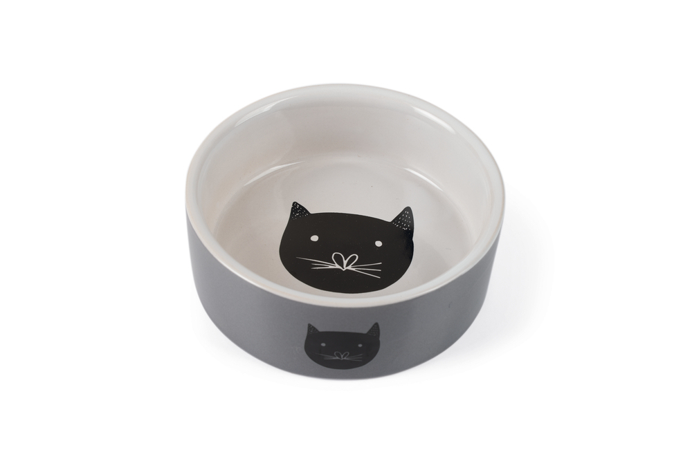 Beeztees Kedi Mama Su Kabı, Seramik, Gri, 11,5cm, 180ml - 1