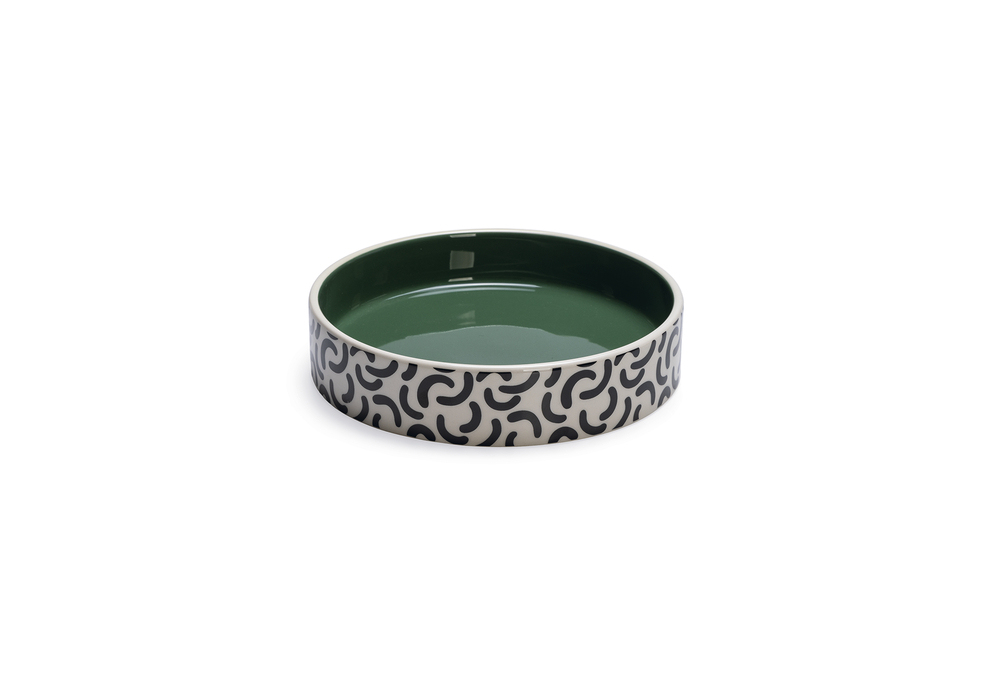 Beeztees Kedi Mama Su Kabı, Seramik, Yeşil / Beyaz, 16,5cm, 300ml - 1