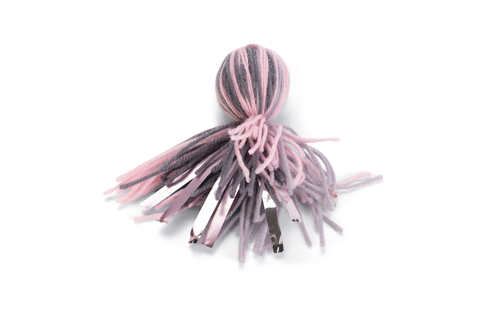 Beeztees Kedi Oyuncağı, Ahtapot, Yün ve Kurdela, Pembe ve Gri, 12x4x4cm - 1