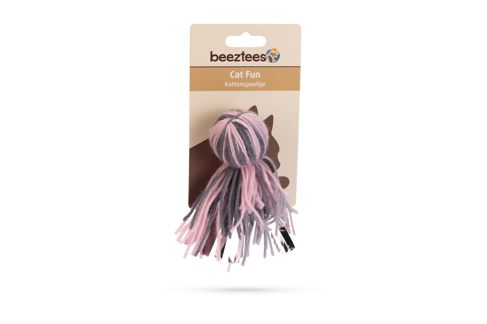 Beeztees Kedi Oyuncağı, Ahtapot, Yün ve Kurdela, Pembe ve Gri, 12x4x4cm - 2