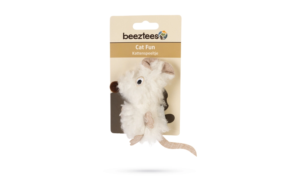 Beeztees Kedi Oyuncağı, Fare, Peluş, Beyaz, 22x9x4cm - 2
