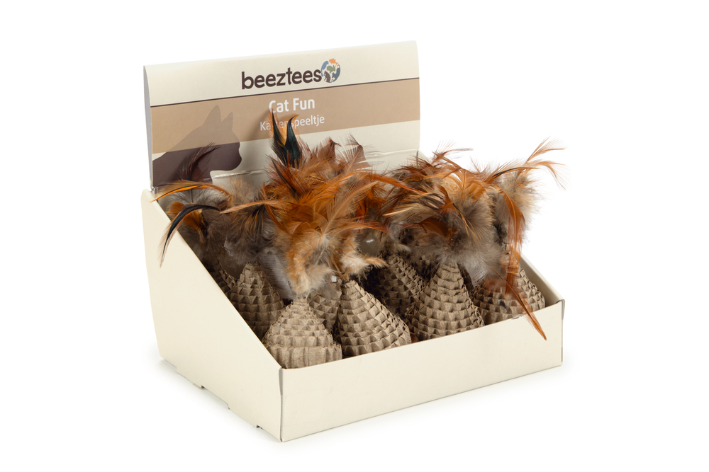 Beeztees Kedi Oyuncağı, Karton ve Ucu Tüylü Hacıyatmaz, 5x5x12cm - 2