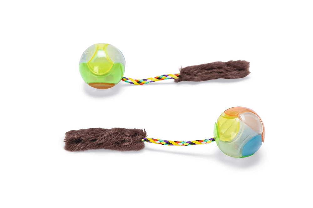 Beeztees Kedi Oyuncağı, Kuyruklu Top, 2 Adet,  Çeşitli Renklerde, 18x4,5x4,5cm - 1