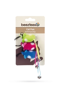 Beeztees Kedi Oyuncağı, Peluş Zilli Fare, 3 Adet, Çeşitli Renklerde, 5cm - 2