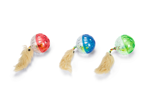 Beeztees Kedi Oyuncağı, Sesli ve Tüylü Top, Çeşitli Renklerde, 4,5cm