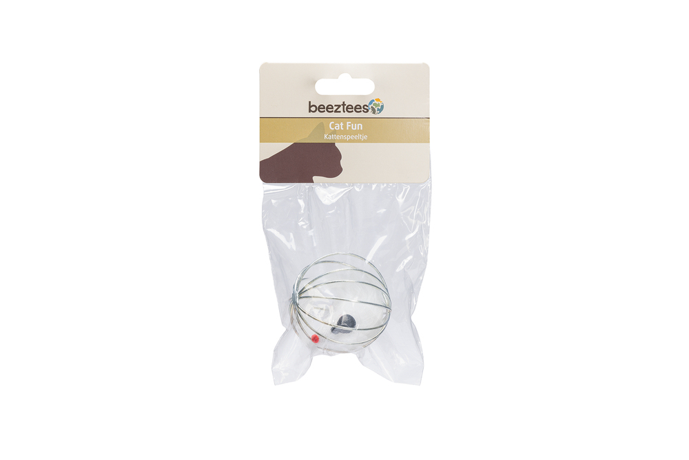 Beeztees Kedi Oyuncağı, Tel Top İçerisinde Pleuş Fare, Çeşitli Renklerde, 5,5cm - 4