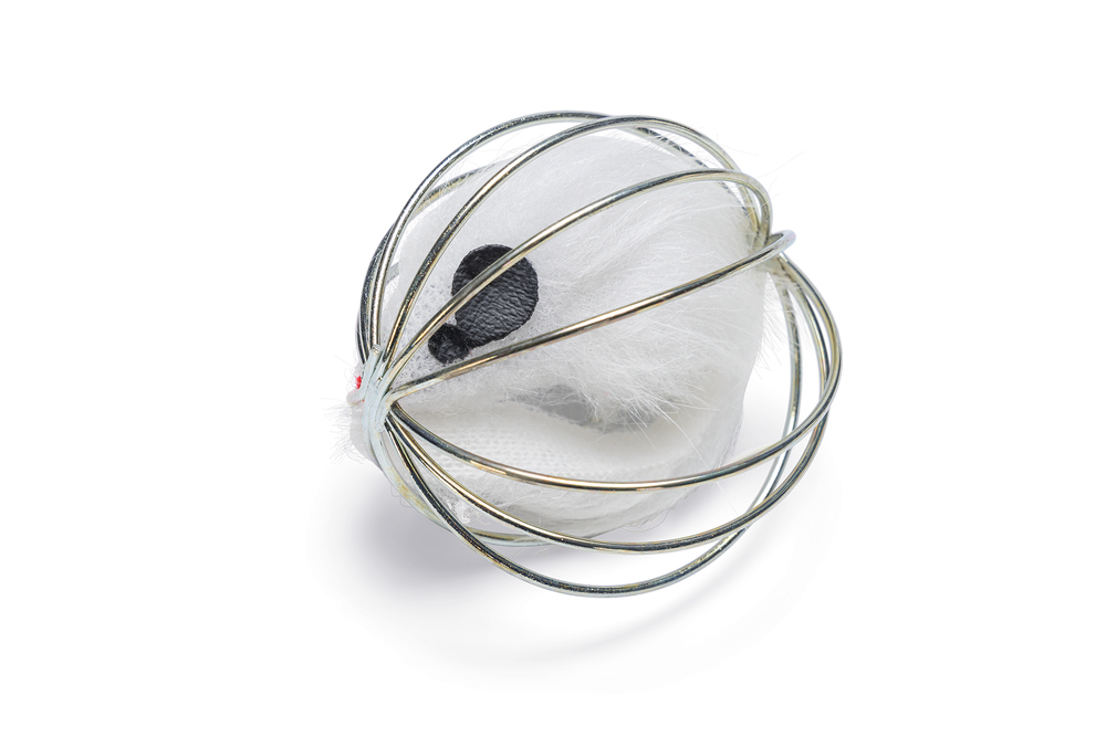 Beeztees Kedi Oyuncağı, Tel Top İçerisinde Pleuş Fare, Çeşitli Renklerde, 5,5cm - 3