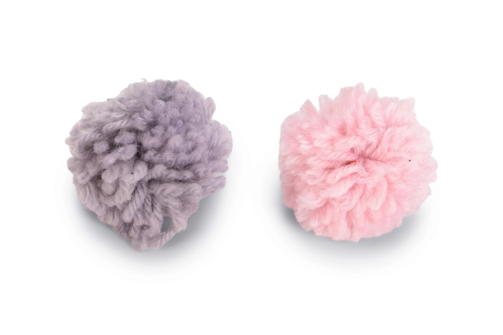 Beeztees Kedi Oyuncağı, Top, Yün, Pembe ve Gri, 2 Adet, 4cm - 1