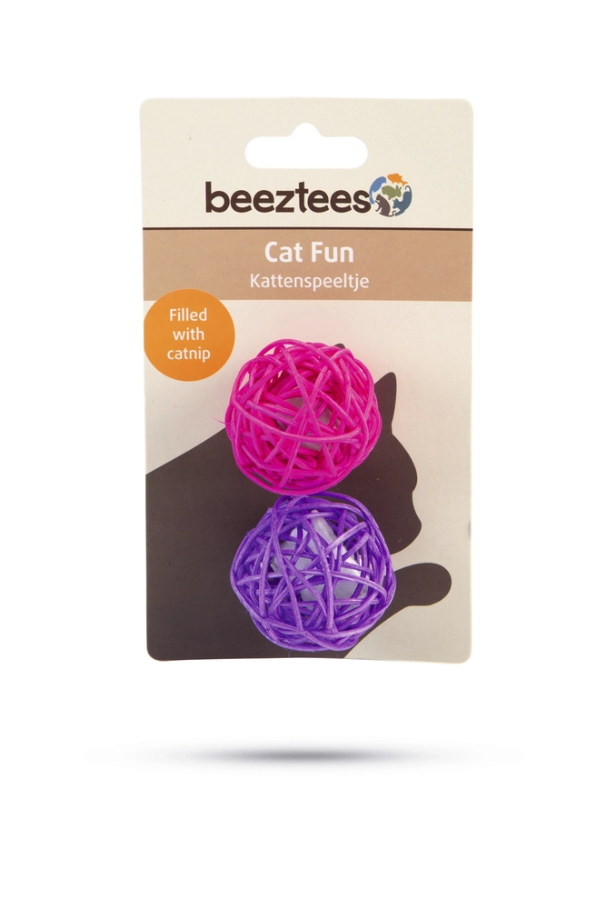 Beeztees Kedi Topu, Ratan ve Kediotlu, 2 Adet, 4cm - 2