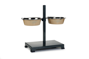 Beeztees Köpek İkili Mama Su Kabı, Ayaklı, Yeşil Krem Paslamaz Çelik, 25cm, 2x2,5L - 1