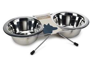 Beeztees Köpek İkili Mama Su Kabı, Paslanmaz Çelik, 13cm, 2x450ml - 2