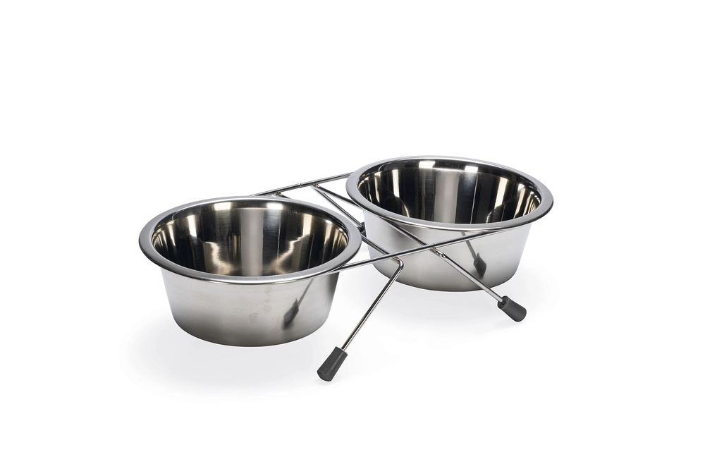 Beeztees Köpek İkili Mama Su Kabı, Paslanmaz Çelik, 16cm, 2x900ml - 4