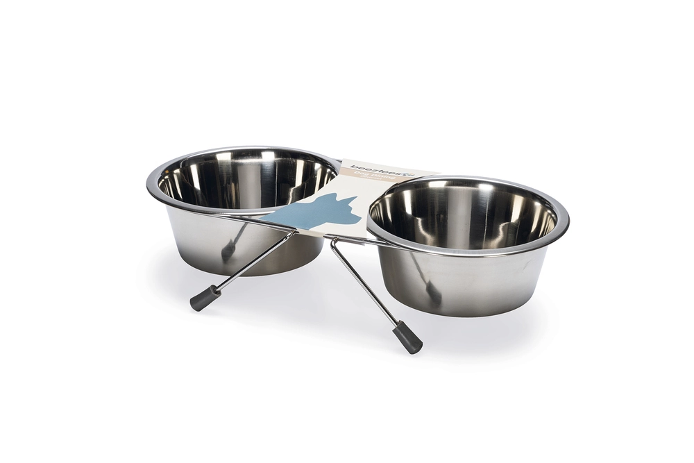 Beeztees Köpek İkili Mama Su Kabı, Paslanmaz Çelik, 16cm, 2x900ml - 3