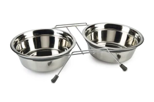 Beeztees Köpek İkili Mama ve Su Kabı, Paslanmaz Çelik, Sessiz&Kaymaz, 20cm, 2x1600ml