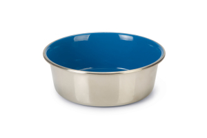 Beeztees Köpek Mama Su Kabı, Paslanmaz Çelik, İçi Mavi, 16cm, 940ml