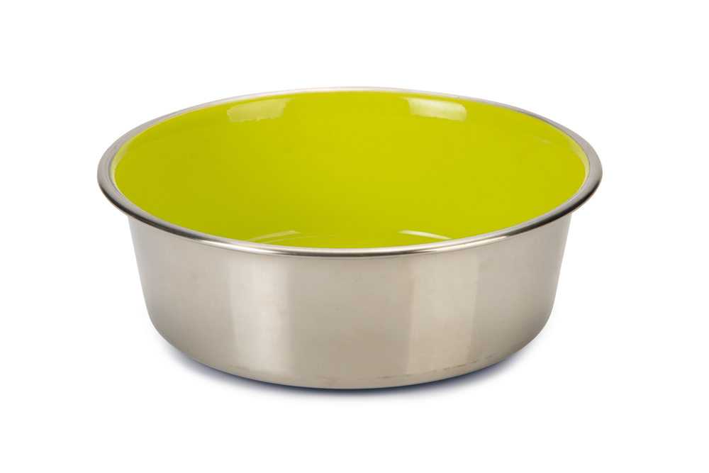 Beeztees Köpek Mama Su Kabı, Paslanmaz Çelik, İçi Sarı, 20cm, 1,9L - 1