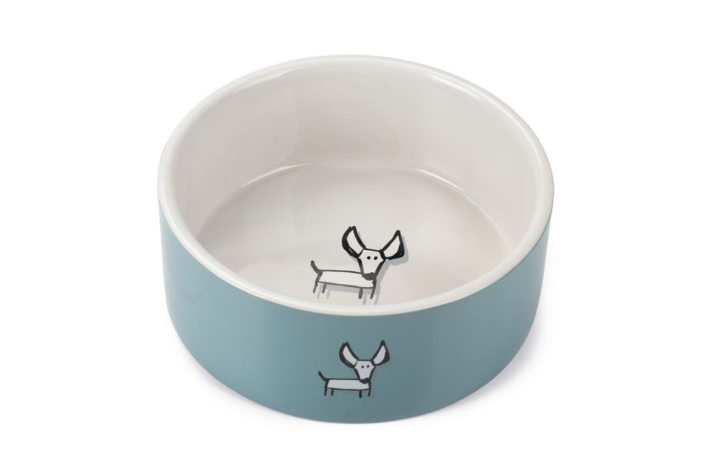 Beeztees Köpek Mama Su Kabı, Seramik, Beyaz Turkuaz, 18,5cm, 1400ml - 1