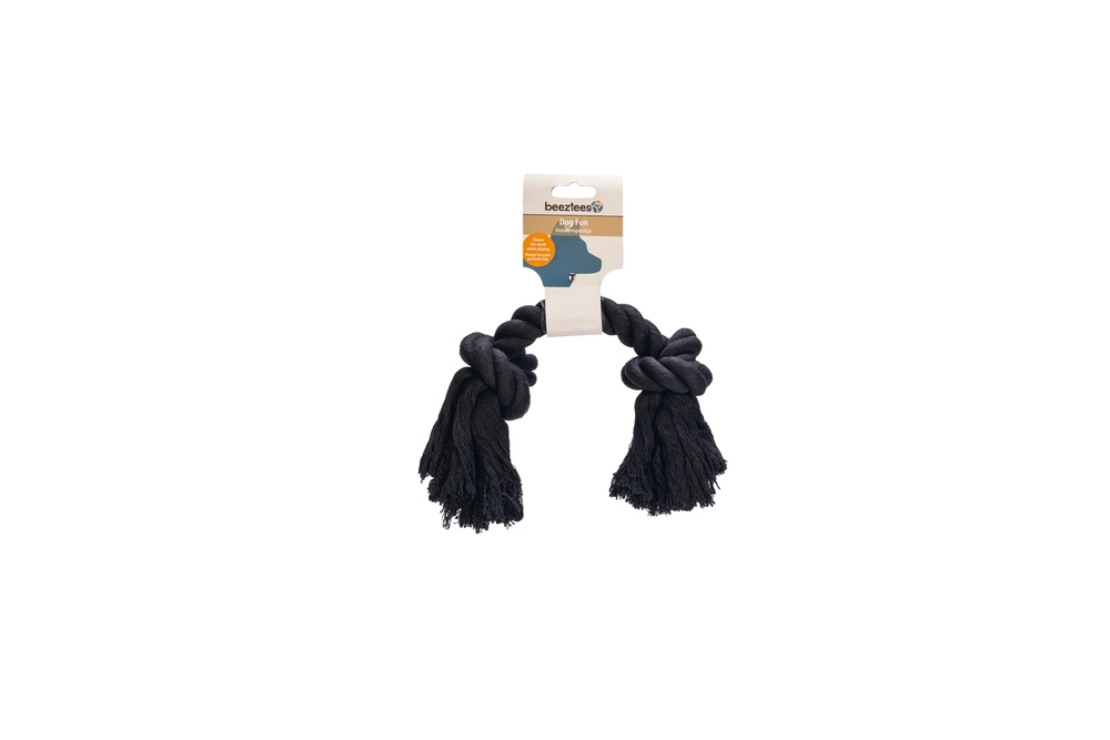 Beeztees Köpek Oyuncağı, Çift Düğümlü Diş İpi, Pamuk İplerden, Siyah, 30x7,5x6cm, 205gr - 2