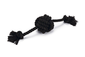 Beeztees Köpek Oyuncağı, Diş İpinden Tutamaçlı Top, Pamuk İplerden, Siyah, 40x7x7cm, 120gr - 1