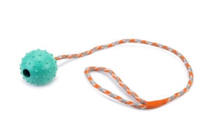 Beeztees Köpek Oyuncağı, Sesli, İpli Top, Kauçuk, Mavi, 60cm