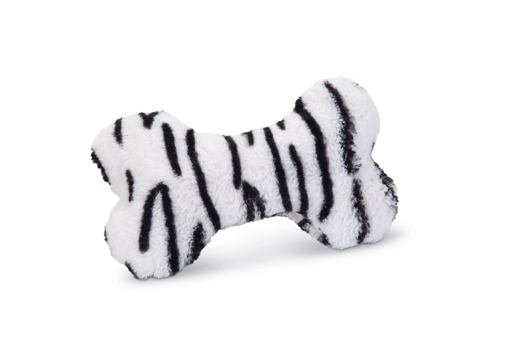 Beeztees Köpek Oyuncağı, Sesli, Kemik, Peluş, Siyah/Beyaz, 18x13x3cm - 1