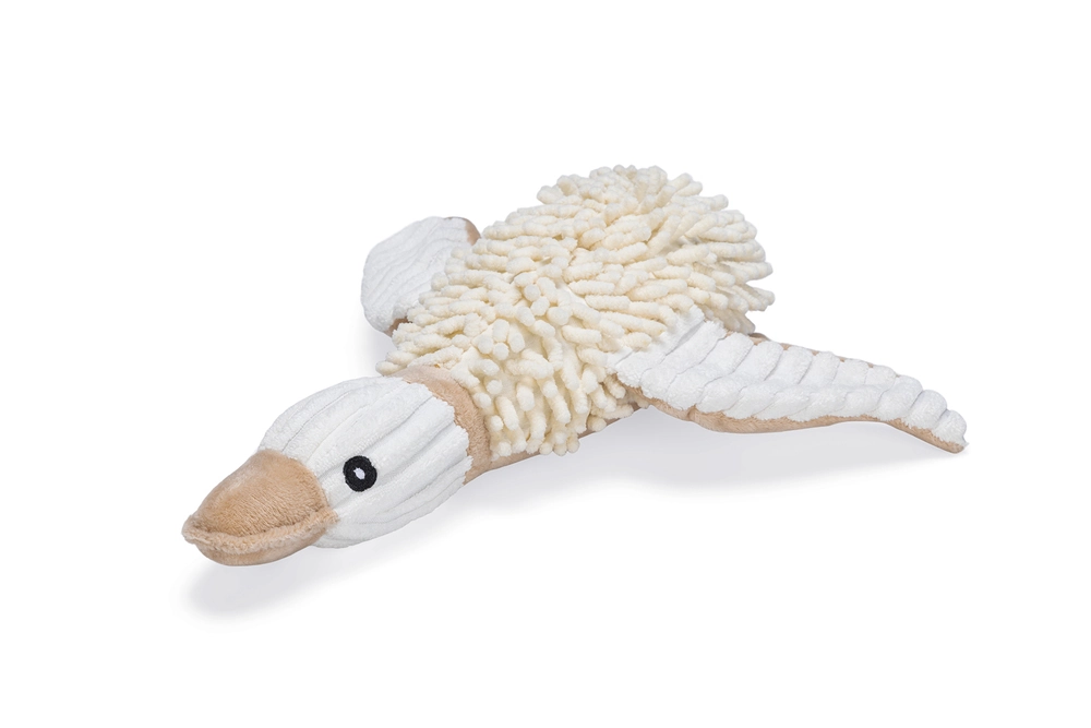 Beeztees Köpek Oyuncağı, Sesli, Ördek, Peluş, Beyaz, 33x33x9cm - 1