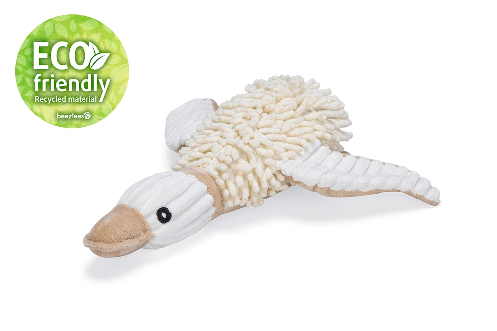 Beeztees Köpek Oyuncağı, Sesli, Ördek, Peluş, Beyaz, 33x33x9cm - 2