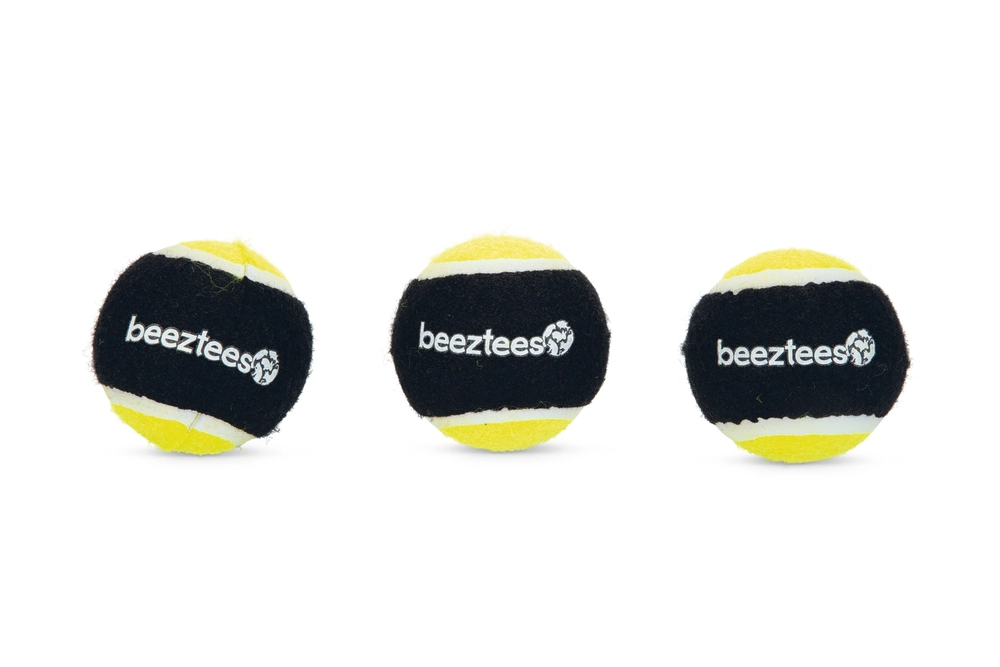 Beeztees Köpek Oyuncağı, Tenis Topu, Siyah/Sarı, 3 Adet, 6,3cm - 1