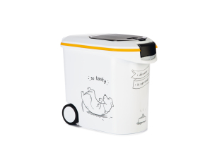 Beeztees Mama Saklama Kabı, Plastik, Tekerlekli, Özel Kapaklı, Beyaz, 35L