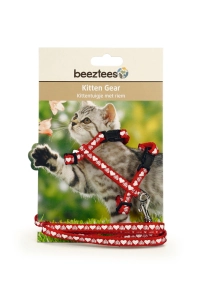 Beeztees Yavru Kedi Göğüs Tasması ve Gezdirme Kayışı 120cm, Kırmızı, 16-25cm Boyun, 23-36cm Göğüs - 2