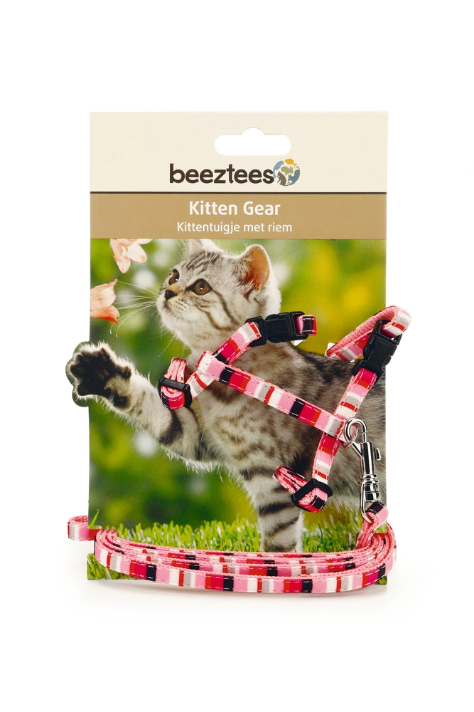 Beeztees Yavru Kedi Göğüs Tasması ve Gezdirme Kayışı, 120cm, Pembe, 15-33cm - 2
