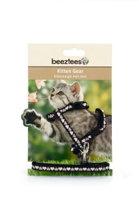 Beeztees Yavru Kedi Göğüs Tasması ve Gezdirme Kayışı 120cm, Siyah, 16-25cm Boyun, 23-36cm Göğüs - 2