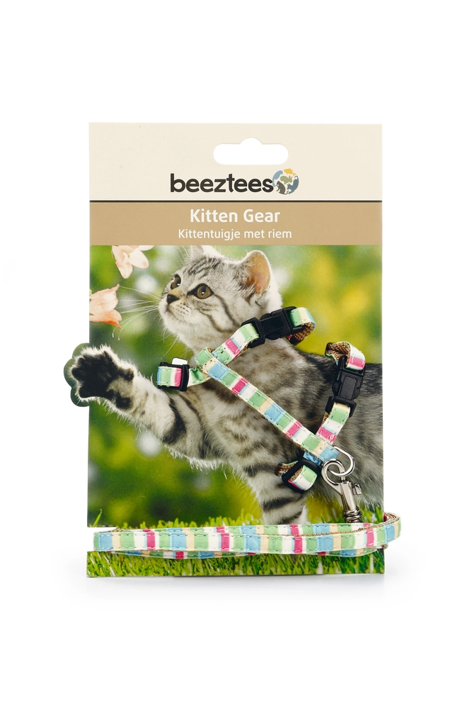 Beeztees Yavru Kedi Göğüs Tasması ve Gezdirme Kayışı, 120cm, Yeşil, 15-33cm - 2