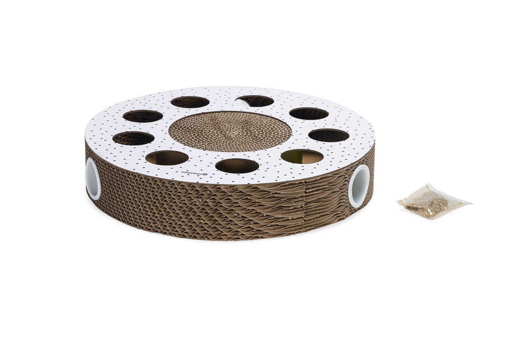 Beeztees Yavru Kedi Karton Tırmalama ve Oyuncağı, 35x35x7cm - 1