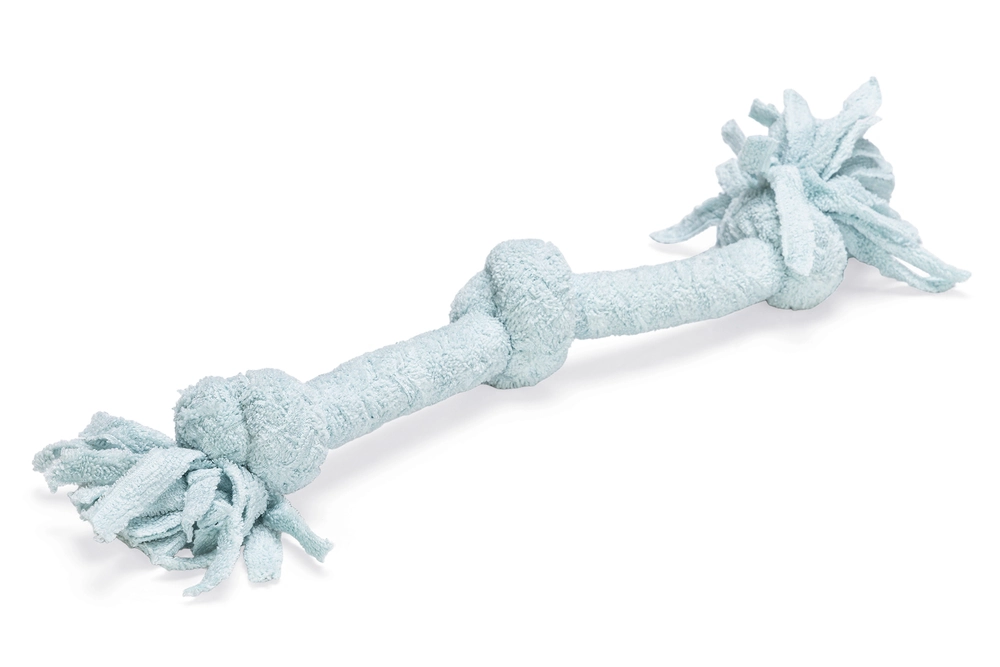 Beeztees Yavru Köpek Oyuncağı, Çift Düğümlü Diş İpi, Peluş, Mavi, 30x6x4,5cm - 1