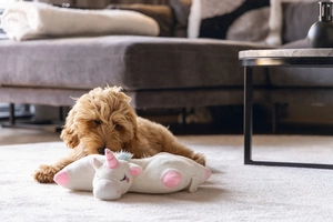 Beeztees Yavru Köpek Oyuncağı, Unicorn, Isıtıcılı, Peluş, Beyaz, 34x33x12cm - 3