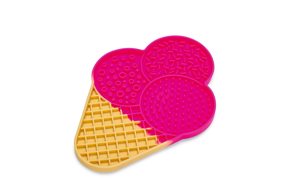 Beeztees Yavru Köpek Yaş Mama Yeme Oyuncağı, Dondurma Şeklinde, Silikon, Pembe, 21x15cm - 1