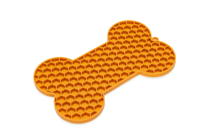 Beeztees Yavru Köpek Yaş Mama Yeme Oyuncağı, Kemik Şeklinde, Silikon, Turuncu, 18x11cm