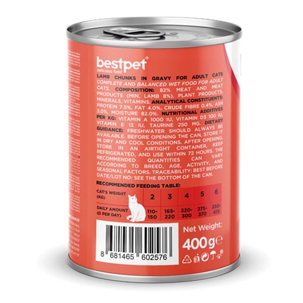 BestPet Kuzu Etli Yetişkin Kedi Yaş Maması 400 g - 3