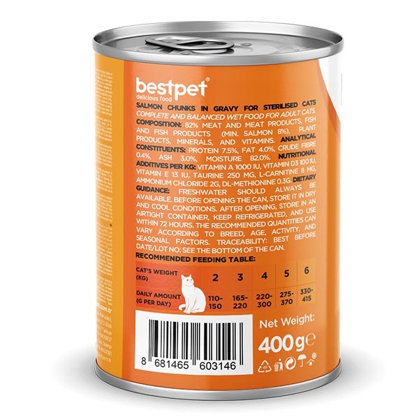 BestPet Somonlu Yetişkin Kedi Yaş Maması 400 g - 2