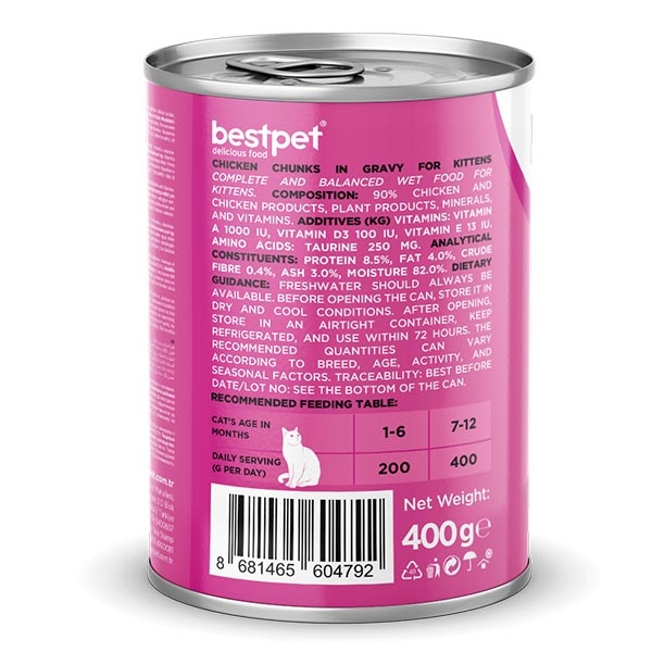 BestPet Tavuklu Yavru Kedi Yaş Maması 400 g